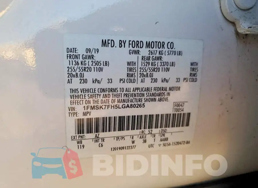 1FMSK7FH5LGA80265 Photo# 13