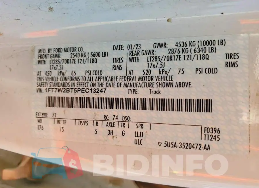 1FT7W2BT5PEC13247 Photo# 12