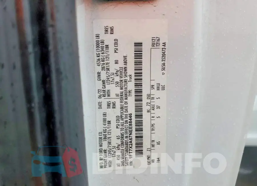 1FT7X2A67NEE88446 Photo# 12