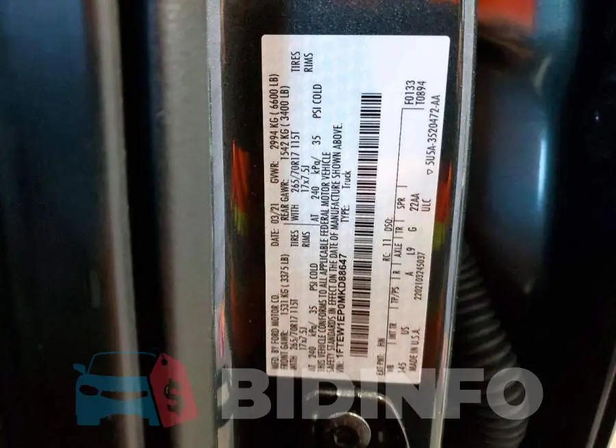 1FTEW1EP0MKD88647 Photo# 12