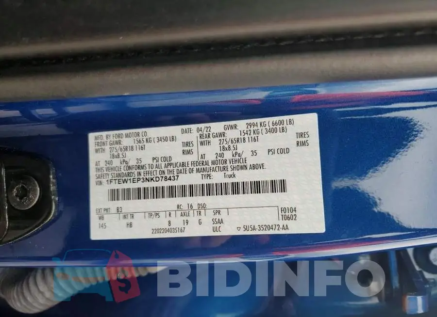 1FTEW1EP3NKD78437 Photo# 12