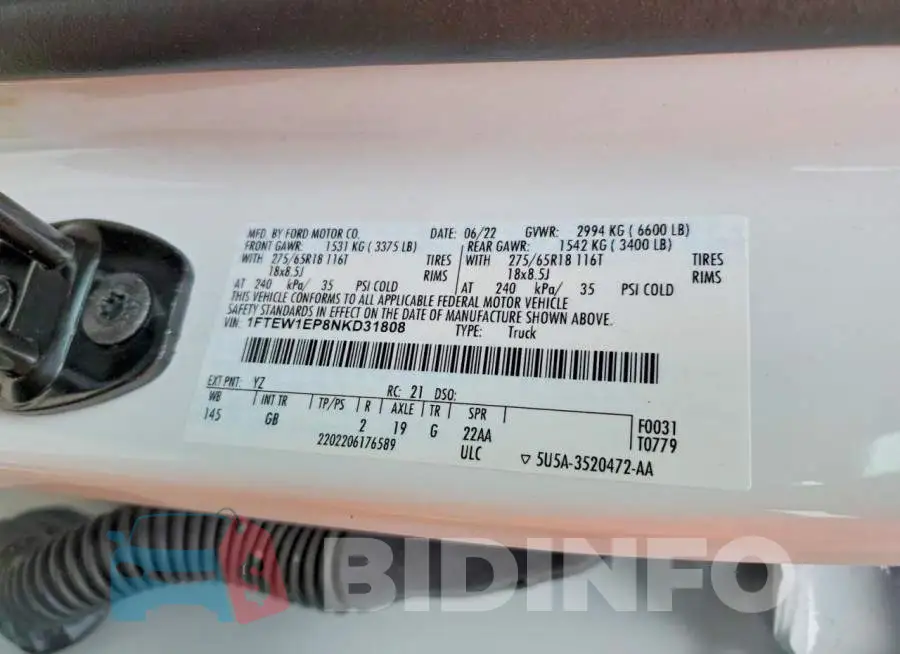 1FTEW1EP8NKD31808 Photo# 12
