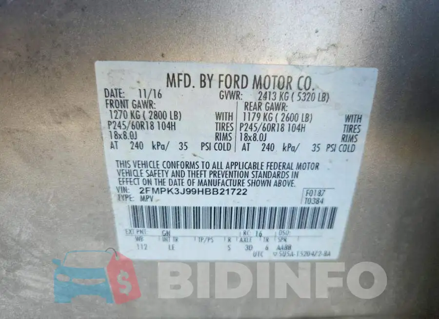2FMPK3J99HBB21722 Photo# 14
