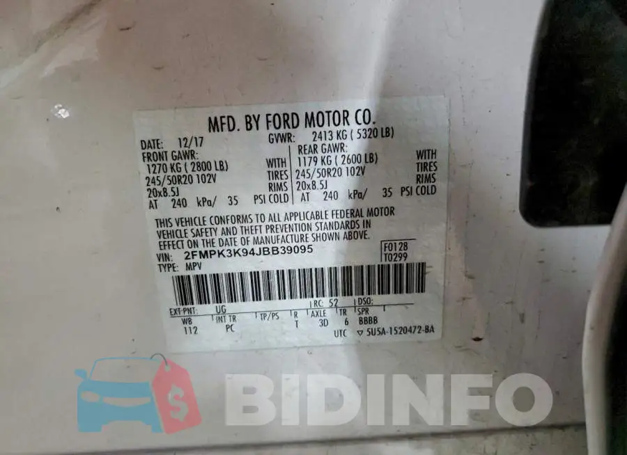 2FMPK3K94JBB39095 Photo# 14