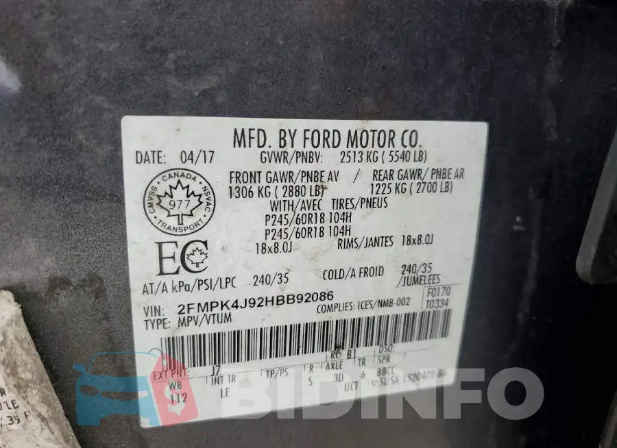 2FMPK4J92HBB92086 Photo# 13
