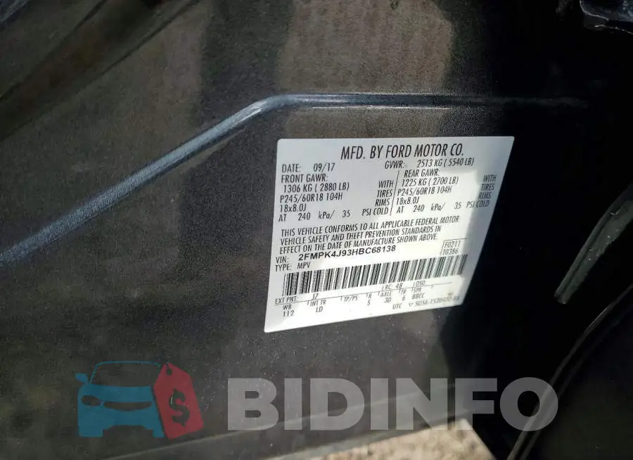 2FMPK4J93HBC68138 Photo# 14