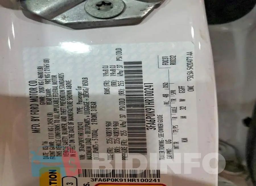 3FA6P0K91HR100241 Photo# 12