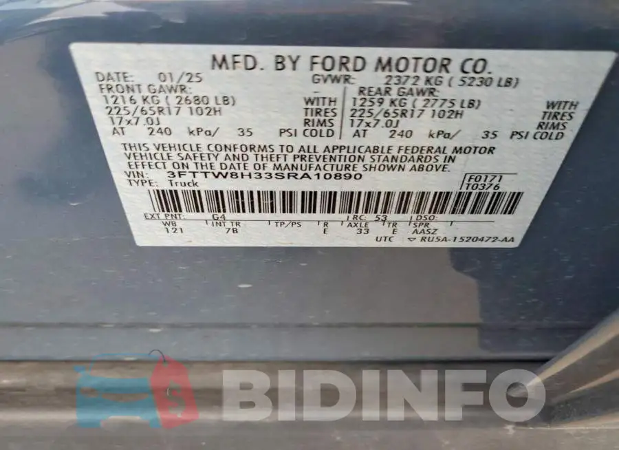 3FTTW8H33SRA10890 Photo# 12
