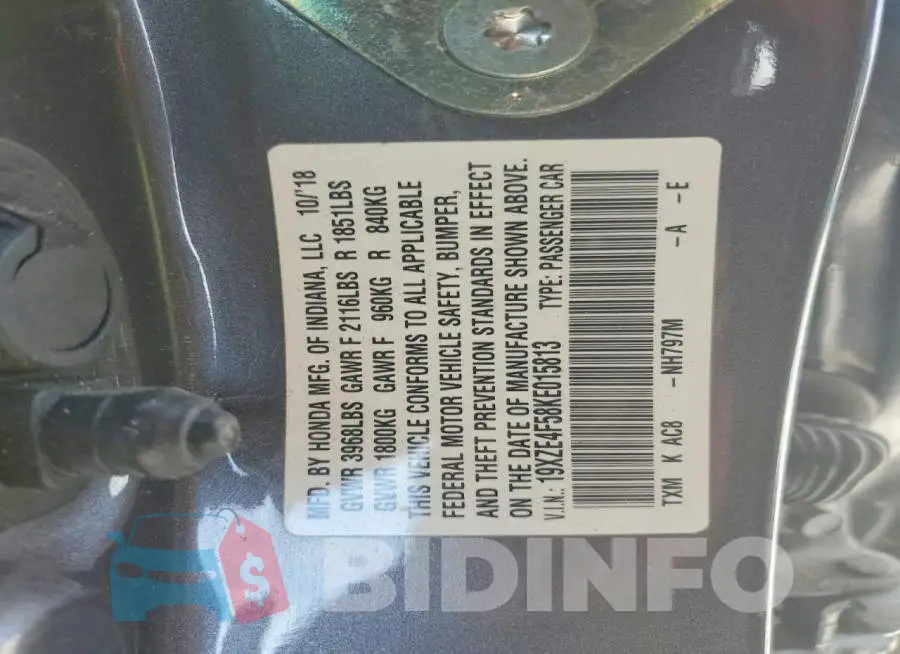 19XZE4F58KE015813 Photo# 12