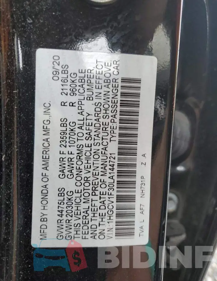 1HGCV1F30LA144721 Photo# 12