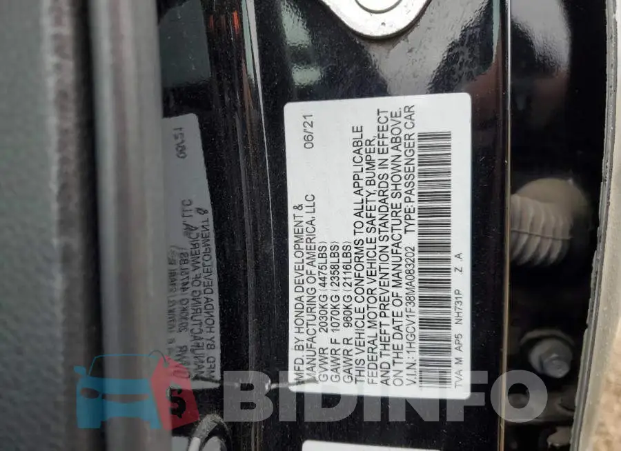 1HGCV1F38MA083202 Photo# 13