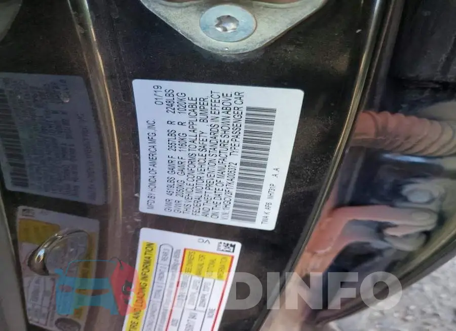 1HGCV3F17KA005372 Photo# 12