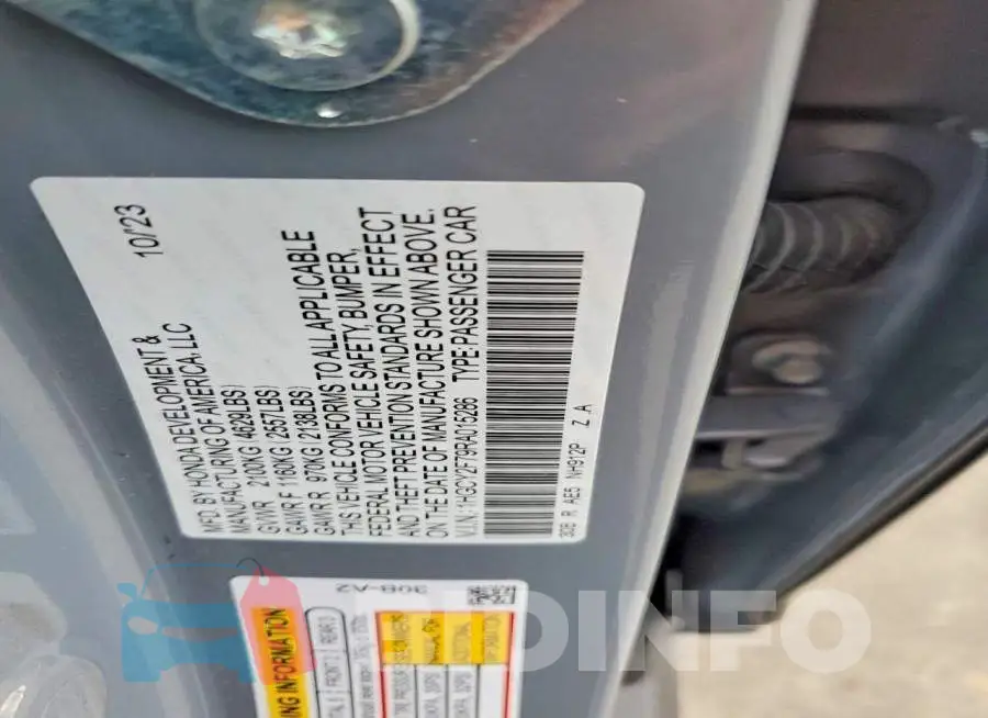 1HGCY2F79RA015286 Photo# 12