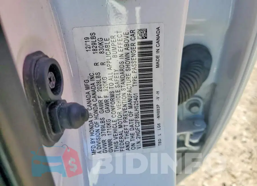 2HGFC2F86LH525401 Photo# 12
