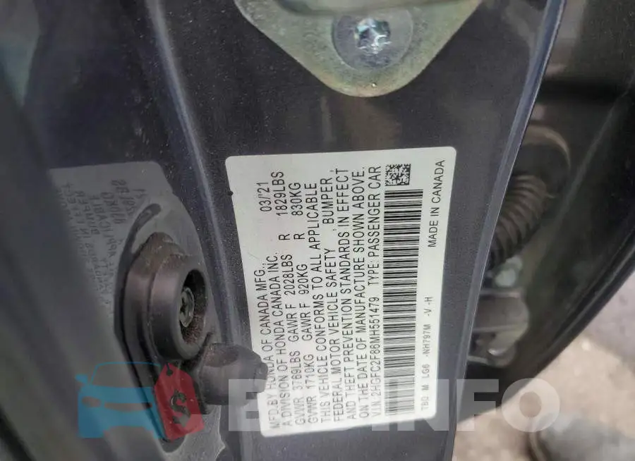 2HGFC2F86MH551479 Photo# 12