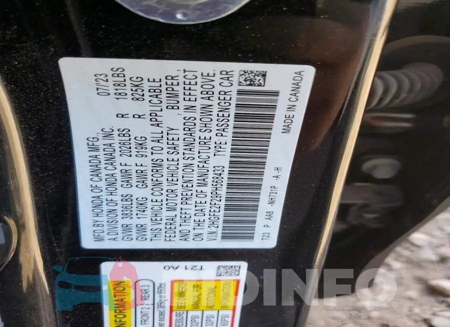 2HGFE2F29PH568433 Photo# 13