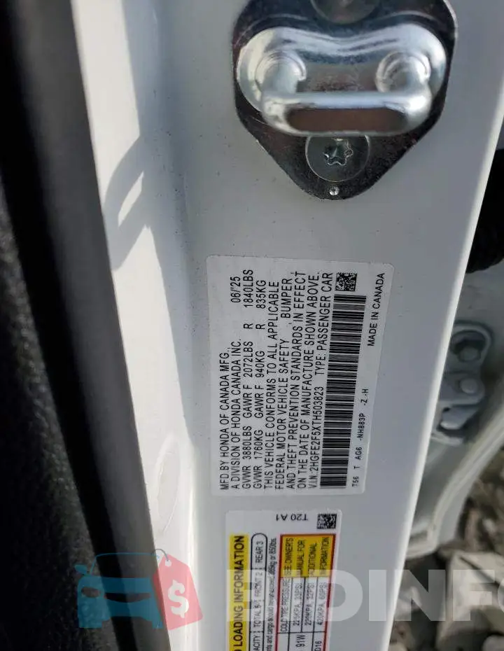 2HGFE2F5XTH503823 Photo# 12