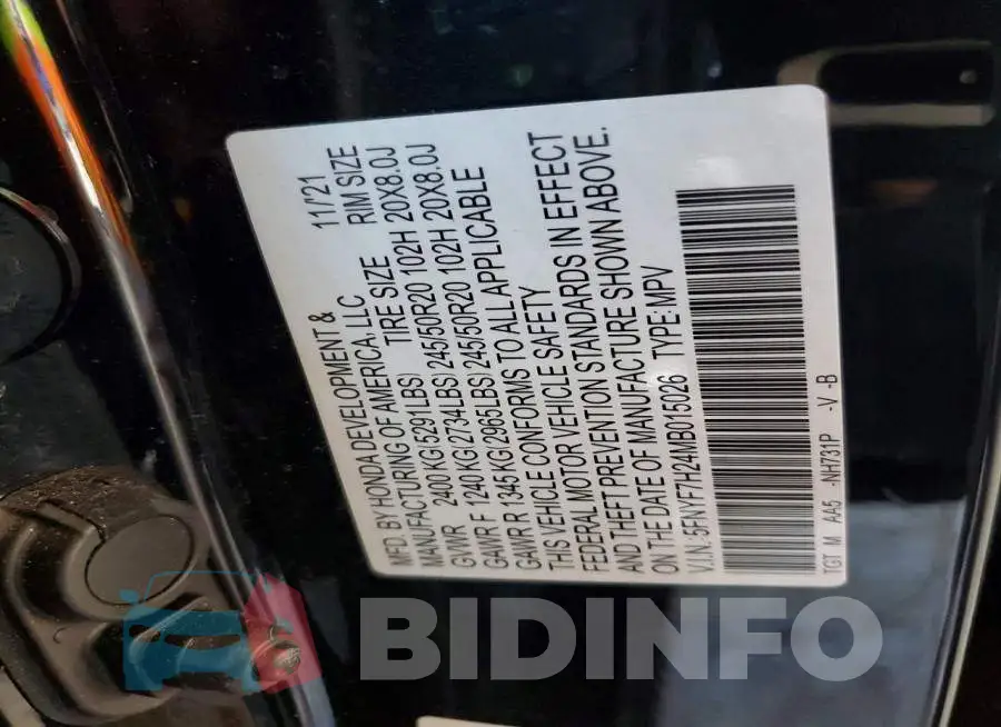 5FNYF7H24MB015026 Photo# 12