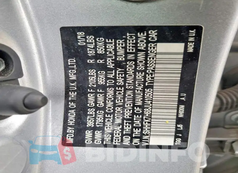 SHHFK7H68JU410505 Photo# 11