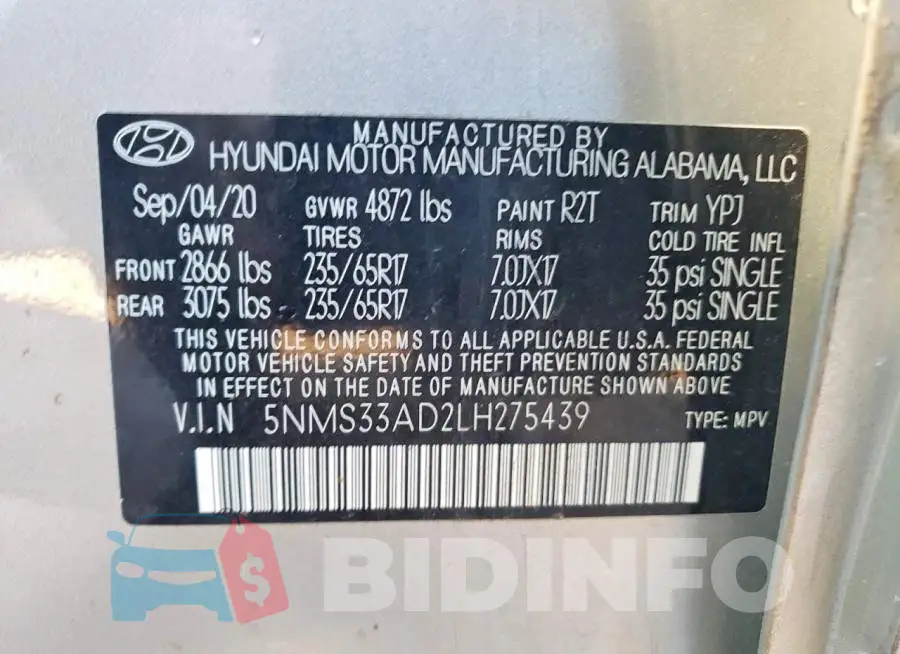 5NMS33AD2LH275439 Photo# 13