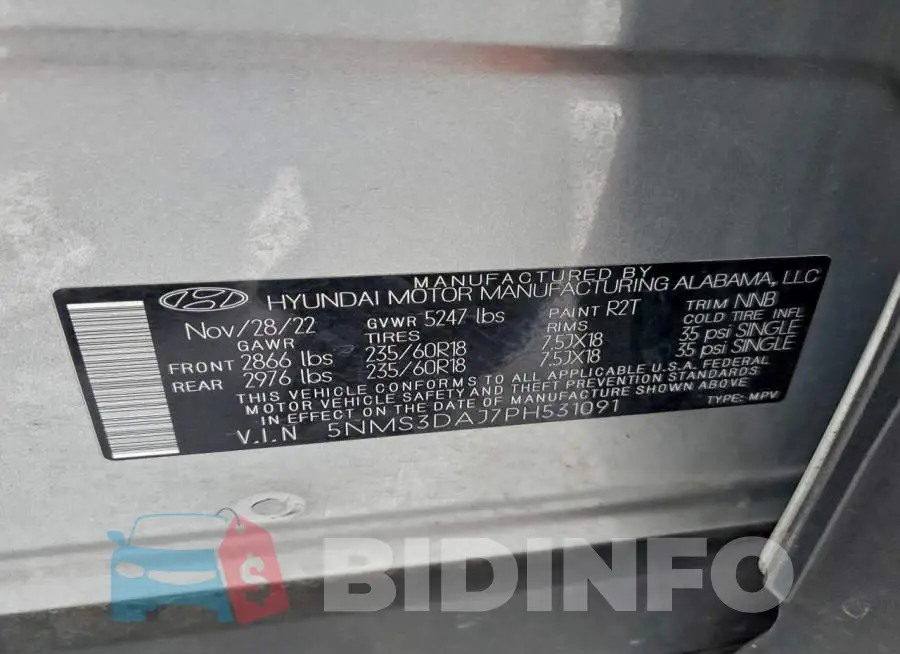 5NMS3DAJ7PH531091 Photo# 12