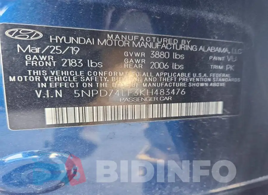 5NPD74LF3KH483476 Photo# 13
