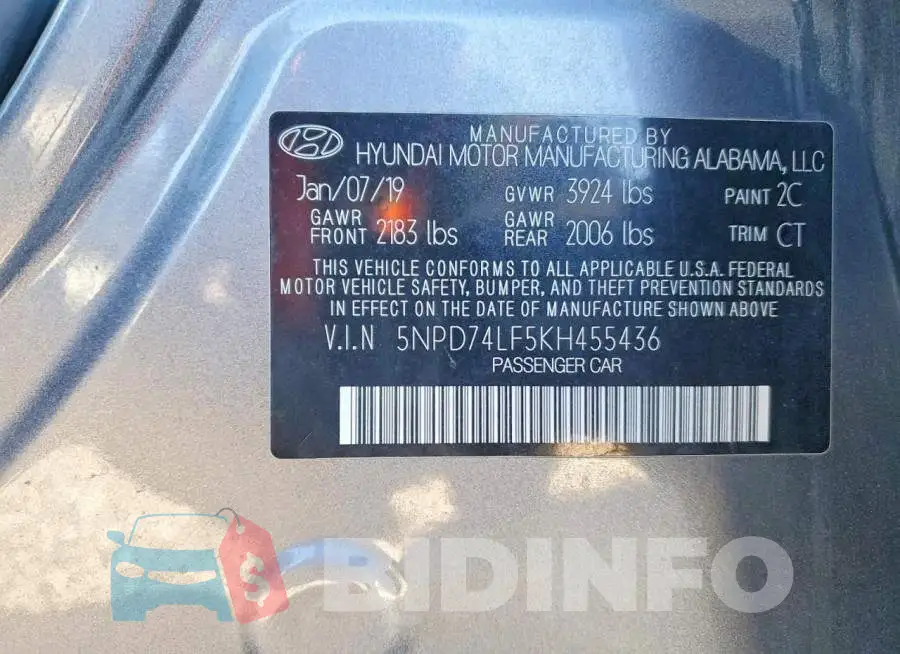 5NPD74LF5KH455436 Photo# 12