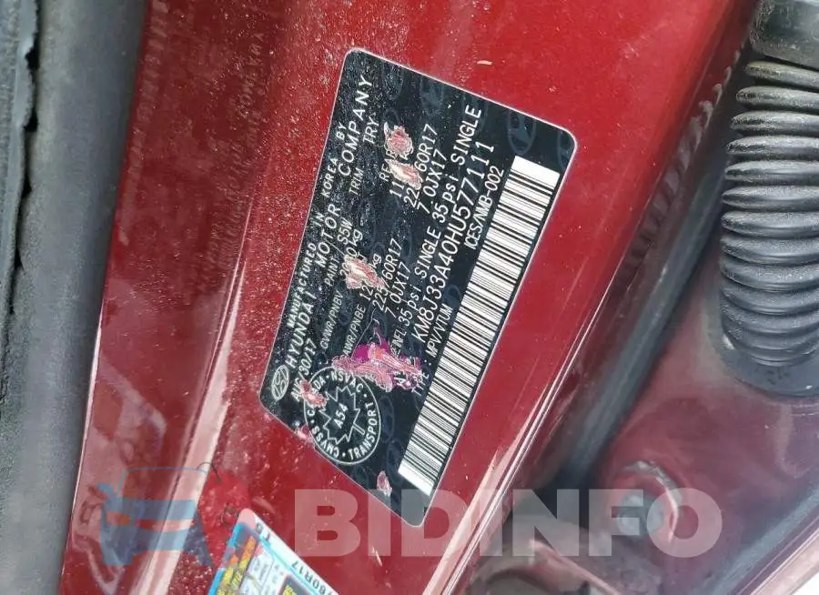 KM8J33A40HU577111 Photo# 14