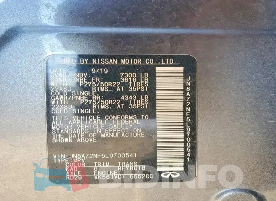 JN8AZ2NF5L9700541 Photo# 13