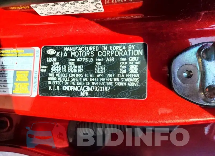 KNDPMCAC3M7920182 Photo# 13
