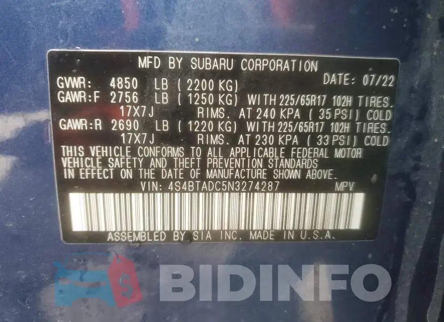 4S4BTADC5N3274287 Photo# 12