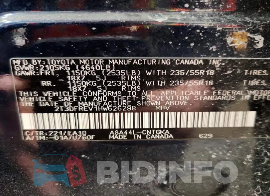 2T3DFREV1HW626298 Photo# 13