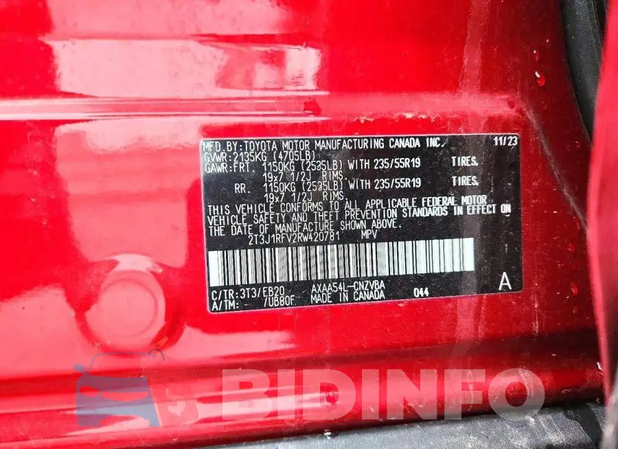 2T3J1RFV2RW420781 Photo# 13