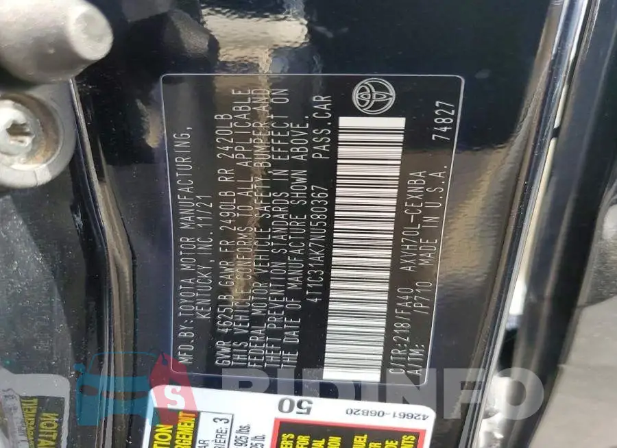 4T1C31AK7NU580367 Photo# 12