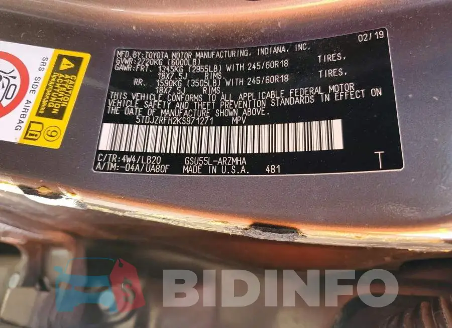 5TDJZRFH2KS971271 Photo# 13