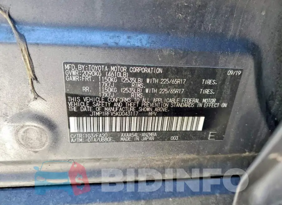 JTMP1RFV5KD043117 Photo# 13
