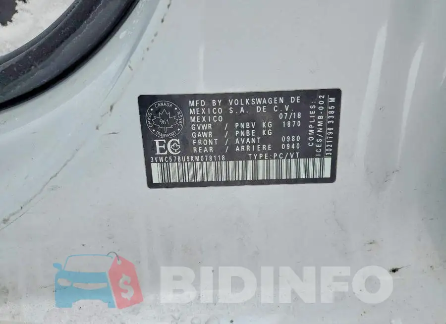3VWC57BU9KM078118 Photo# 13