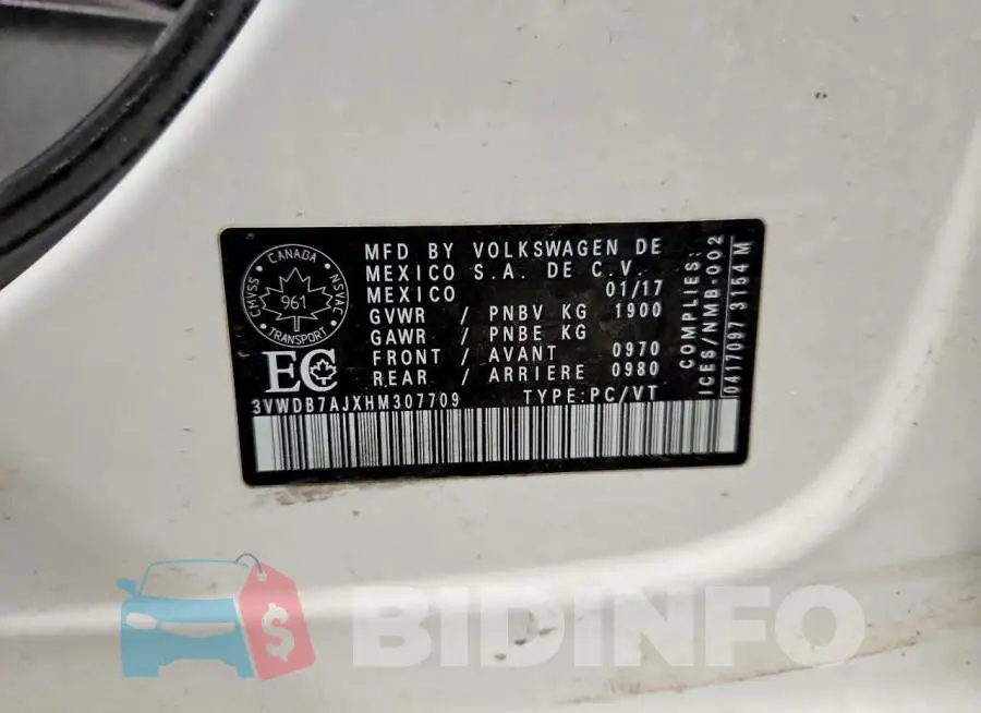 3VWDB7AJXHM307709 Photo# 13