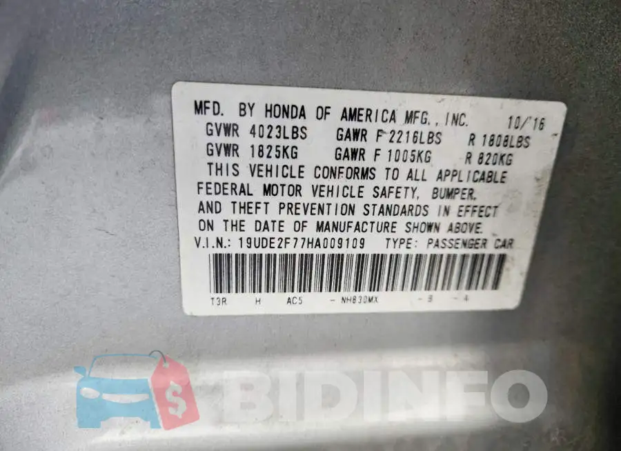 19UDE2F77HA009109 Photo# 12