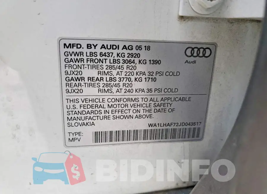 WA1LHAF72JD043517 Photo# 14