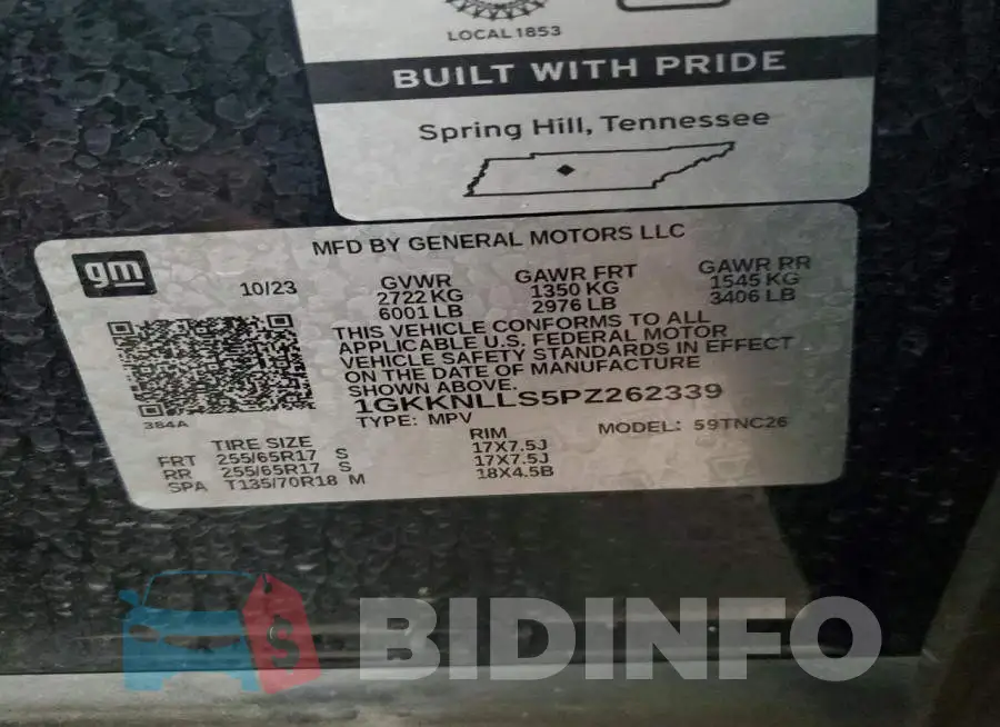 1GKKNLLS5PZ262339 Photo# 13