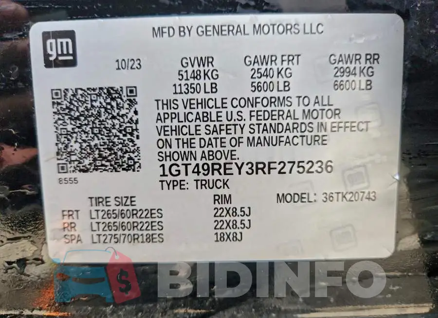1GT49REY3RF275236 Photo# 12