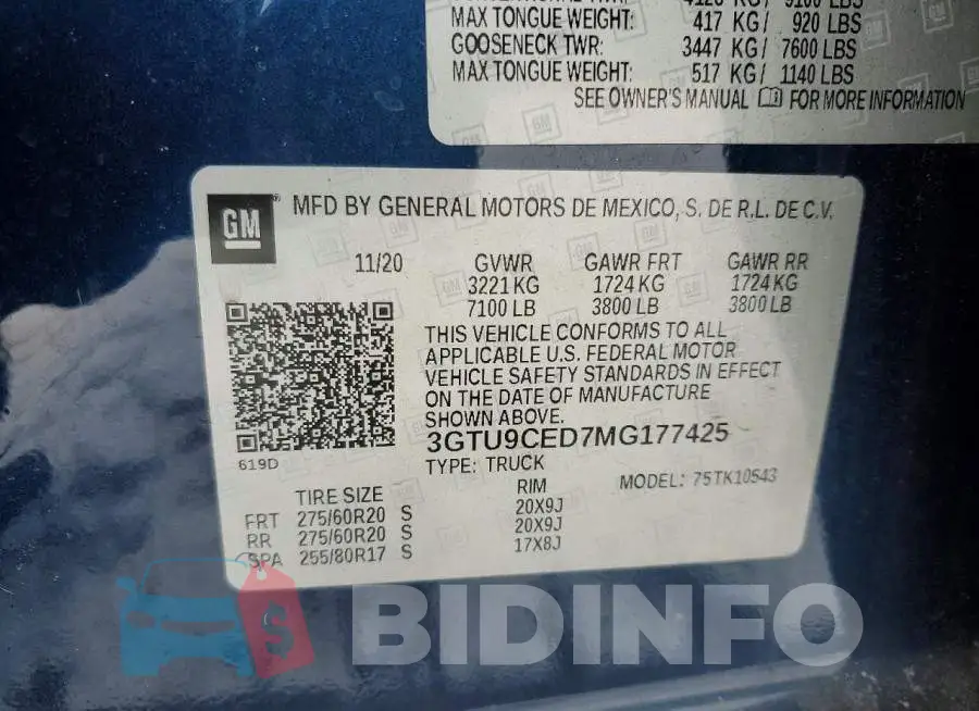 3GTU9CED7MG177425 Photo# 12