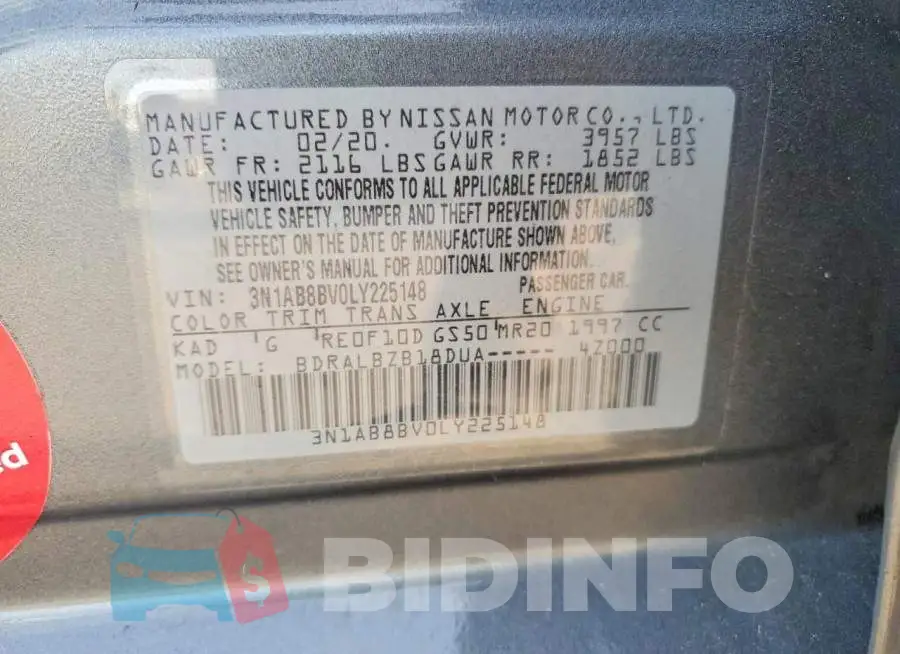 3N1AB8BV0LY225148 Photo# 12