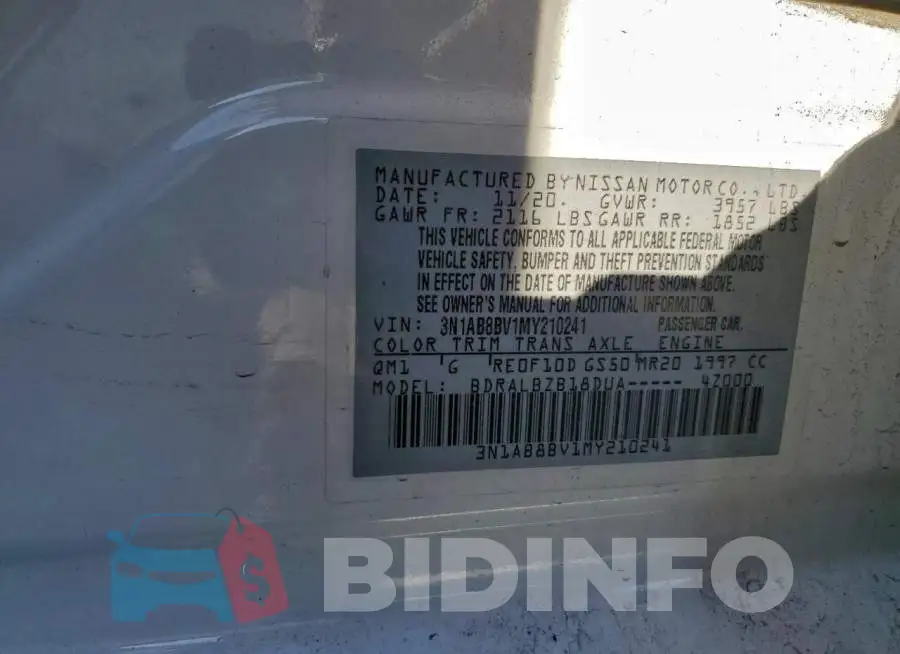 3N1AB8BV1MY210241 Photo# 12