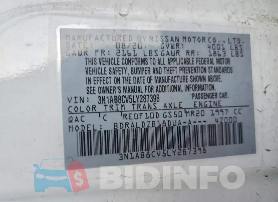 3N1AB8CV5LY287398 Photo# 13
