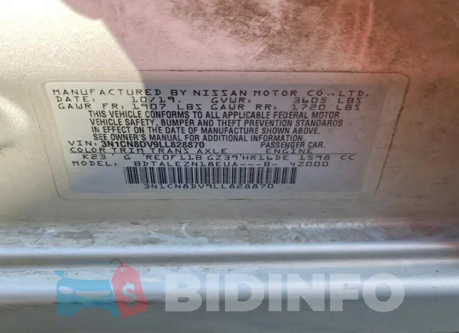 3N1CN8DV9LL828870 Photo# 12