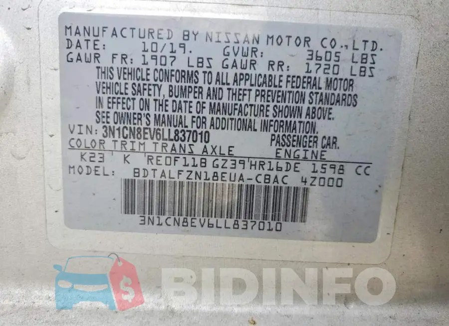 3N1CN8EV6LL837010 Photo# 12