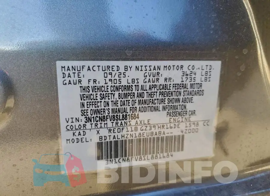 3N1CN8FV8SL881684 Photo# 12