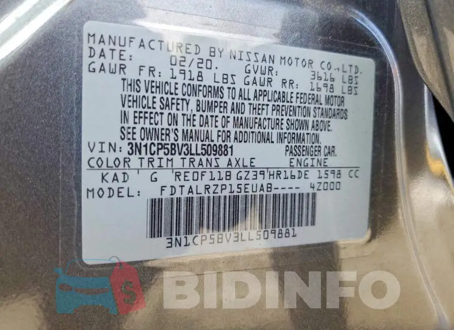 3N1CP5BV3LL509881 Photo# 12
